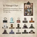 Autocollants PET de style industriel vintage avec motifs de pinces métalliques rétro - Clips Rétro
