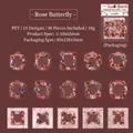 Vintage PET butterfly and rose stickers, set of 30 pieces for scrapbooking and DIY decor - Rose Butterfly