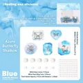 Blue butterfly resin stickers DIY kit with white roses and pearl accents for journaling - Blue Butterfly Shadow
