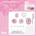 Pink gold-stamped wax seal sticker kit with resin roses and pearls for DIY journaling - Pink Flower Dream
