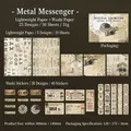 Pack de material para diario vintage Metal Messenger con 50 hojas de pegatinas washi - Mensajero Metálico