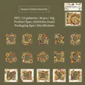 Sunset Golden Butterfly PET stickers with retro sunflower frames for scrapbooking decoration - Sunset Gold Butterfly
