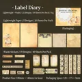 Set de scrapbooking vintage con 50 hojas de pegatinas de papel retro en tonos oscuros - Diario de Etiquetas