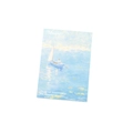 Impressionist oil painting memo pad featuring a white boat on a blue sea illustration - Quiet Blue Ocean