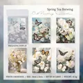 3D Schmetterling Ölgemälde Karten Set für Scrapbooking, florale Motive aus weißem Karton - Frühlings-Tee