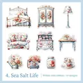 Autocollants en PET pour meubles vintage bleu clair et motifs floraux pour scrapbooking - Vie au Sel Marin