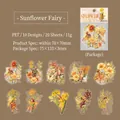Sunflower fairy PET stickers set with gold foil accents for journaling and DIY crafts - Sunflower Fairy