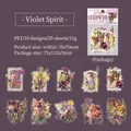 Violet Fairy PET floral stickers with gold foil detailing for scrapbooking, 20-piece set - Purple Spirit