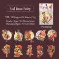 Floral Elf PET stickers featuring vintage flower fairy designs with 20 pieces per pack - Red Rose Spirit