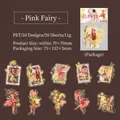 Pink Fairy series PET stickers featuring floral elves with gold stamping, 20 piece pack - Pink Fairy