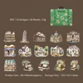 30 Stück Vintage PET Reiseaufkleber mit Italien Sehenswürdigkeiten und Architektur Aquarell - Schiefer Turm von Italien