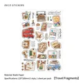 Vintage themed washi stickers 120x180mm featuring classic typewriter and bus designs - Travel Fragments