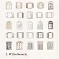 White Reverie vintage collage cards featuring 25 architectural window designs - White Daydream