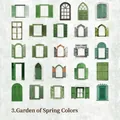 Vintage green forest window collage cards set with 50 pieces of 250g white cardstock - Full Spring