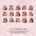 30-piece vintage washi paper stickers set featuring romantic rose and book pile designs - Writing to You