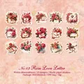 Vintage rose and letter themed sticker pack with 30 pieces for journaling DIY - Rose Love Letter