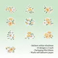 Waterweight floral stickers made of washi paper featuring 10 unique watercolor flower designs - Spring Breeze