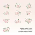 Romantic pink rose floral washi stickers set for DIY scrapbooking and planners - Starry Cherry Field
