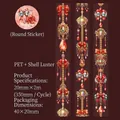 Nastro adesivo PET decorativo con rubini rossi e ciondoli gioiello con finitura perlata - Canzone d'Amore Cremisi