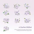 20 pieces of vintage purple rose washi stickers for scrapbooking and DIY floral crafts - Purple Rose Drawing