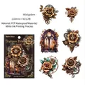 Autocollants PET steampunk vintage fleurs mécaniques et engrenages pour scrapbooking - 12 Feuilles / Marionnettes Sauvages