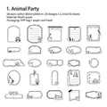 Set van 50 zwart-wit stickers met dierenmotieven voor doe-het-zelf decoratie van dagboeken - Dierenfeestje