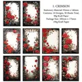 Dark Night Rose vintage floral paper set with 10 exquisite border designs for DIY scrapbooking - Crimson