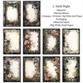 Retro Dark Night Rose series decorative paper pack with 30 vintage floral scrapbook sheets - Dark Night