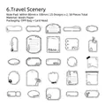 Pack de 50 pegatinas washi Twilight con ilustraciones de paisajes en blanco y negro - Paisaje de Viaje