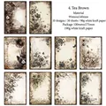 Retro floral scrapbooking paper set in tea brown finish for DIY journal decoration - Brown
