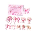 Ribbon Language PET stickers with 20pcs pink floral and bow designs for journaling - Ribbon Language