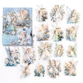 Blue and white PET stickers featuring Elves in Flowers designs with gold detailing - Starry Girl