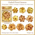 Faded Floral vintage gold foil stickers in warm brown tones for scrapbooking decoration - Faded Flower Season
