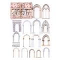 Baroque style hollow paper stickers featuring gothic and roman architecture patterns - City Of Rome