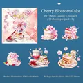 Shell light PET cherry blossom cake stickers for journaling decoration set of 10 - Cherry Blossom Cake