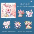Pink cherry blossom and butterfly PET stickers with shell light finish for DIY journals - Flowers Attracting Butterflies