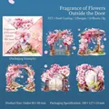 Floral PET shell light stickers set with watercolor cherry blossoms for DIY journaling - Fragrance Outside the Door