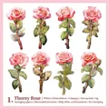 Retro rose gold-stamped flower stickers, 24 pieces for DIY scrapbooking and crafts - Thorn Rose