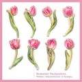 Vintage pink tulip paper stickers with gold foil details for DIY journaling 24 pieces - Romantic Manifesto