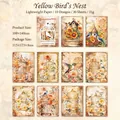Papel vintage para scrapbooking con diseño de nido de aves y flores retro 30 hojas - Yellow Bird Nest