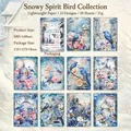 Vintage forest birds scrapbooking paper set with snowy scene and blue bird designs - Snow Scene Birds