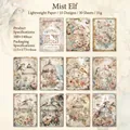 Mist Pixie vintage floral bird theme light paper for journaling 10 designs 30 sheets - Mist Elf