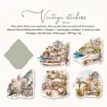 Set de pegatinas washi vintage con paisajes costeros e ilustraciones de ciudades europeas - Brisa de la Isla