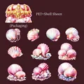 Irillerende PET-schelpstickers voor scrapbooking, 20 stuks in oceaan-schatthema - Glinsterende Parel