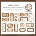 Ruban adhésif vintage thème café avec étiquettes anciennes et motifs de papier - Étiquettes de café