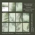 Artistic plant shadows themed scrapbooking paper set with translucent vellum sheets - Green Leaf Light
