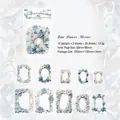 Set de 20 pegatinas PET Blue Flower Mirror, marcos florales decorativos para diario DIY - Espejo Floral Azul Blanco
