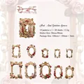 Pack pegatinas PET Museo de marcos florales con rosas vintage y bordes dorados - Años Rojo Y Oro