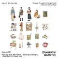 Vintage PET deco stickers set with 20 pieces featuring retro cameras and florals - Fingertip Temperature