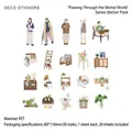Retro PET deco stickers with furniture and daily life scenes, 20 pieces for journaling - Daily Joy